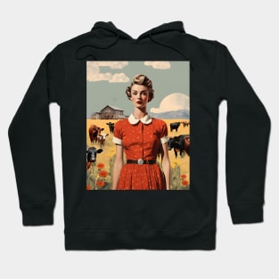 Vintage Farm Girl Pin Up Collage - Retro Chic Art Print Hoodie